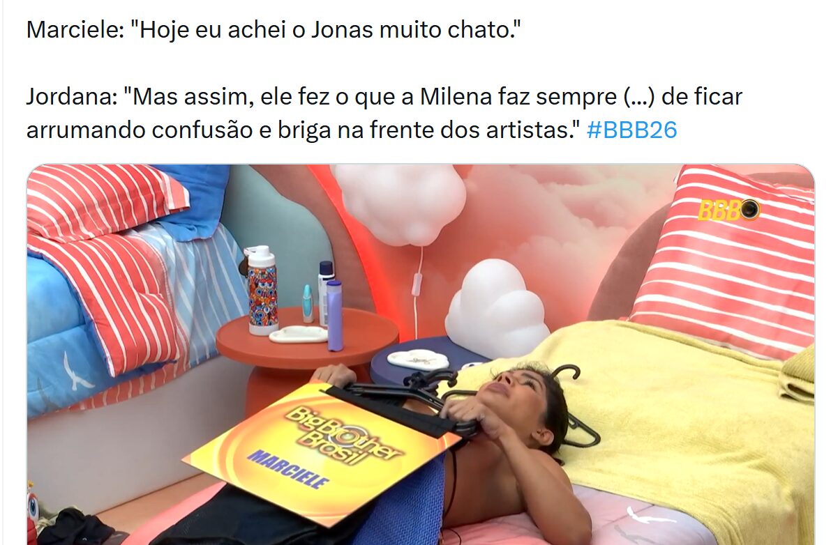 BBB 26 | Marciele detona Jonas e o chama de chato após a festa - 1 image 46 - BBB 26 | Marciele detona Jonas e o chama de chato após a festa